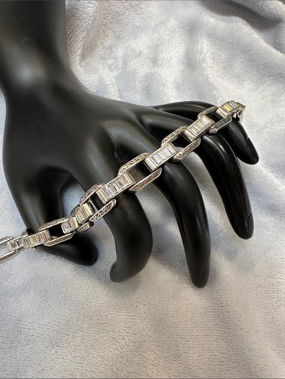 Brighton La Scala Sterling Silver Baguette Link Bracelet - Clear Crystal Accents